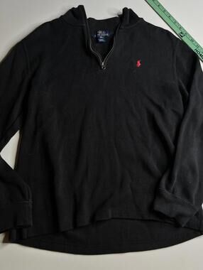 Polo Ralph Lauren Sweatshirt Boys 18-20 Black 1/4 Zip Mock Neck Pullover Logo